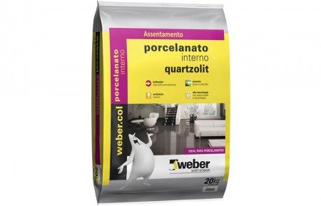 Argamassa Porcelanato Interno Cinza 20kg  -  Quartzolit